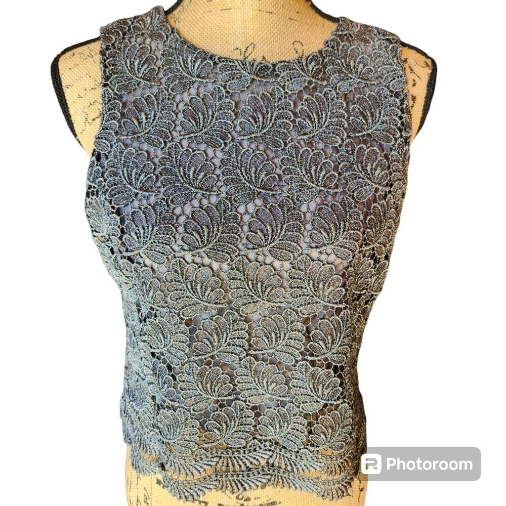Talbots Lace Blouse Womens SZ 6 Fairy Whimsygoth Formal Holiday Glam Scalloped
